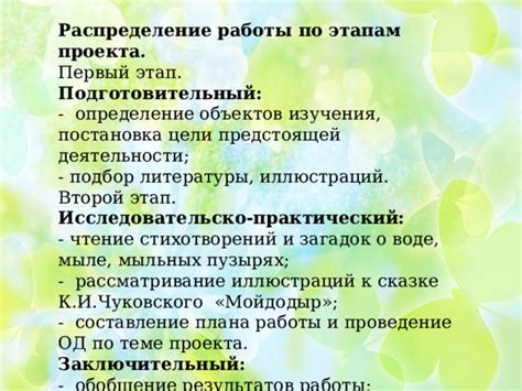 Второй этап: составление плана работы и распределение времени