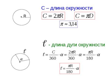 Зависимость длины дуги от центрального угла и радиуса