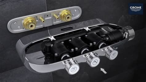 Изучение процедуры монтажа кнопки установки системы Grohe