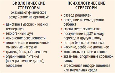 Основные факторы, способствующие возникновению стресса у детей
