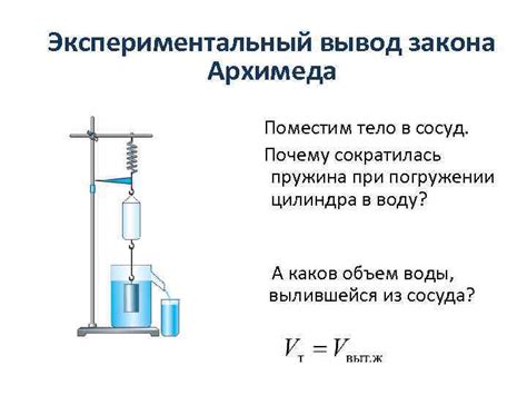 Подготовка и проведение опыта, демонстрирующего действие закона Архимеда