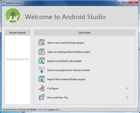 Подготовка к созданию нового проекта в среде разработки Android Studio