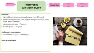 Подготовка сценария и съемка