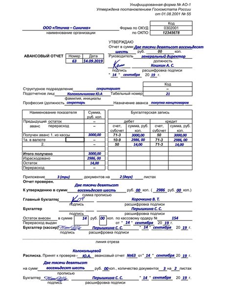 Понятие авансового отчета