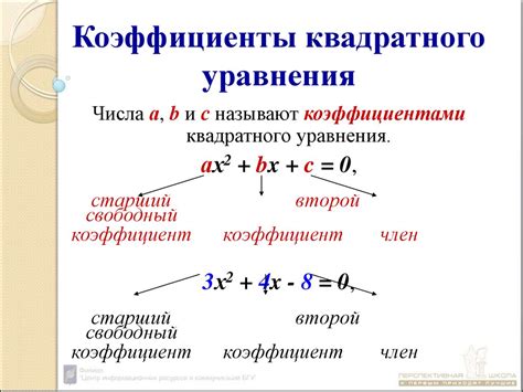 Понятие коэффициента b в квадратном уравнении