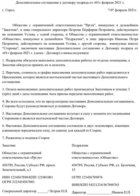 Преобразование существующего дополнительного соглашения: варианты и практическое применение