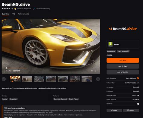 Приобретение и установка игры в BeamNG Drive через платформу Steam