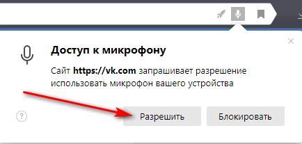 Разрешение доступа к микрофону и голосу