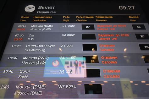Система мониторинга времени вылетов в петербургском аэропорту