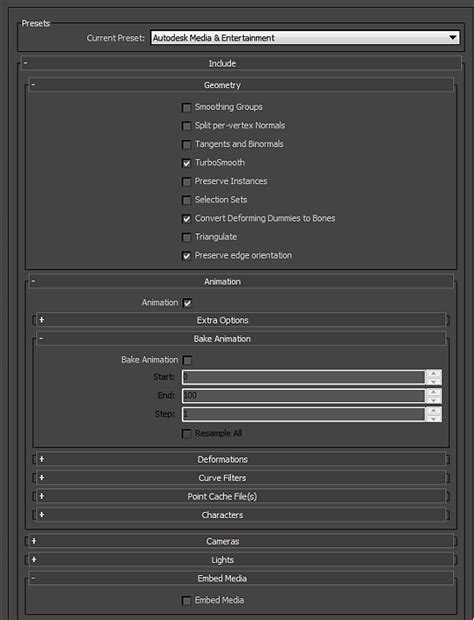 Шаги для экспорта и импорта модели в формате fbx в программе Unity